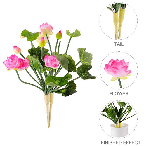 Sewroro 2Pcs Mini Silk Lotus Flower Artificial Lotus Picks Faux Water Lily Flower Bouquets Diy Wedding Flower Bunches Table Centerpiece Decoration (Dark Pink) #TOP2