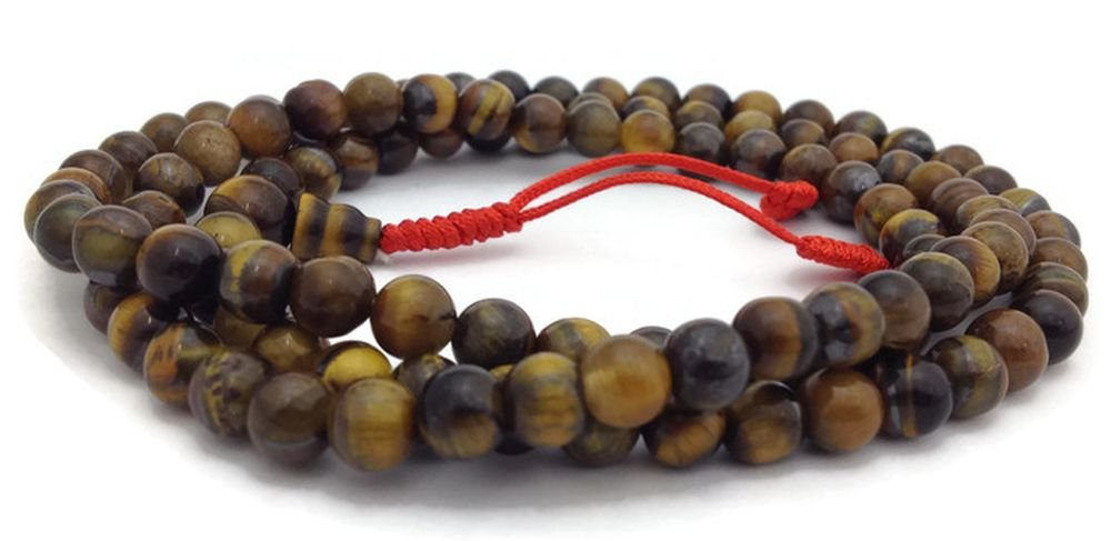 Tiger Eye 108 Beads Stretch Full Mala Necklace For Meditation