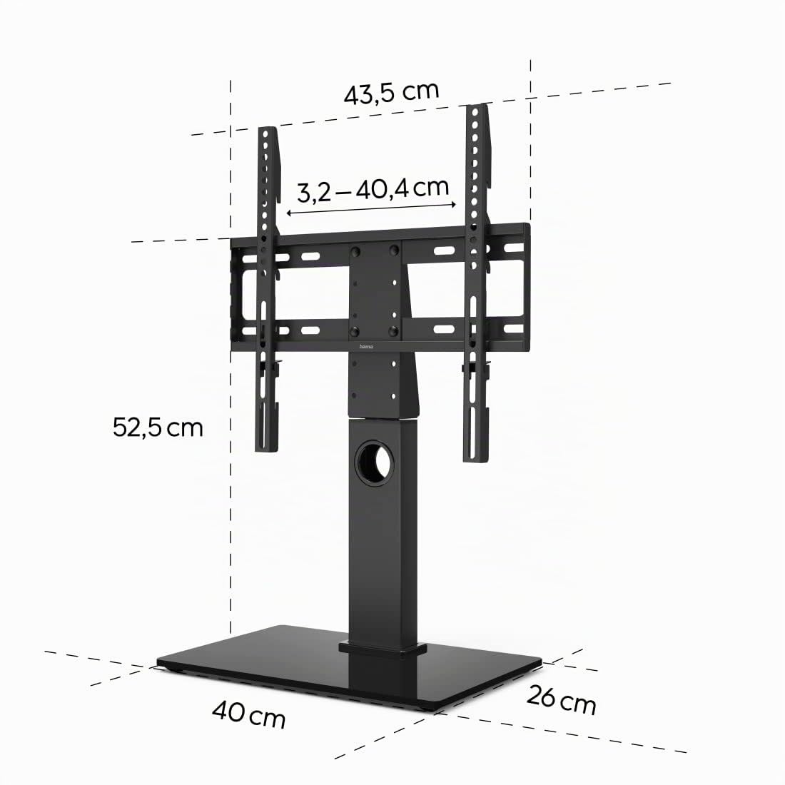 Hama | Soporte de pie para TV de 37 a 55" (Soporte de Carga máxima de 30kg, VESA de 100 x 100 hasta 400 x 400, Pantallas de hasta 140cm) Negro