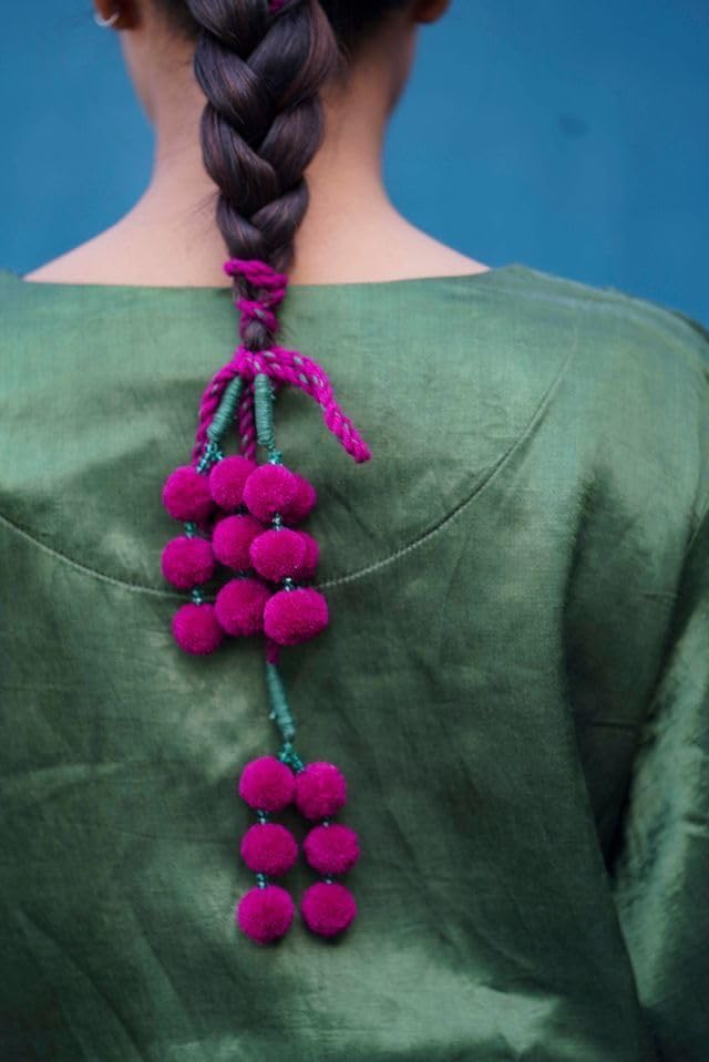 Radhvini Collections Handmade Boho Parandi/Paranda/Traditional Hair Accessory Braid Tassles/Hair Extension/Choti (Parandi Poho)