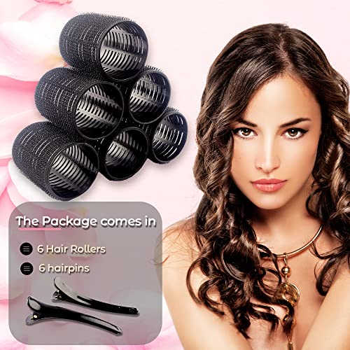 12 PCS Large Hair Rollers with Clips - includes 6 Large Rollers for Hair Volume & 6 Duckbill Hair Clips, Self Grip No Heat Hair Curlers Rollers for Long Medium & Short Volume Bangs (50mm) - Image 6