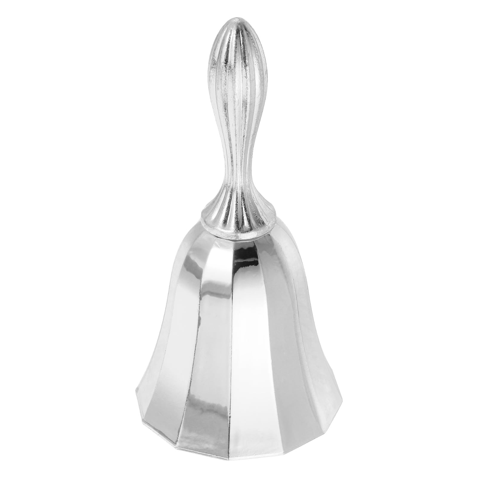 LOGOFUN Vintage Style Handheld Call Bell Metal European Service Bell for Restaurant Bar Farmhouse Home Dining Supplies - Silver