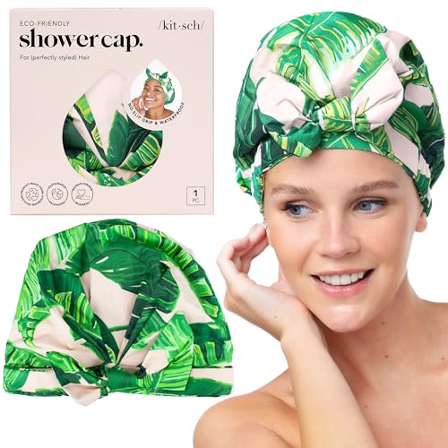 Kitsch Bonnet de douche de luxe imperméable pour femme – Bonnet de douche réutilisable | Bonnet de douche pour cheveux longs | Bonnet de douche antidérapant pour cheveux longs | Taille unique |