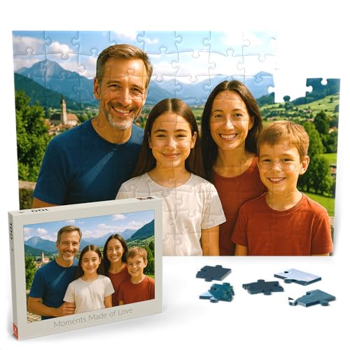 MyPuzzle Personalisiertes Puzzle mit eigenem Bild - 1000/500/200/100 Teile: Gestalte Dein individuelles Fotopuzzle für Geburtstage Muttertag Valentinstag & Hochzeiten - 100 Teile (Querformat).