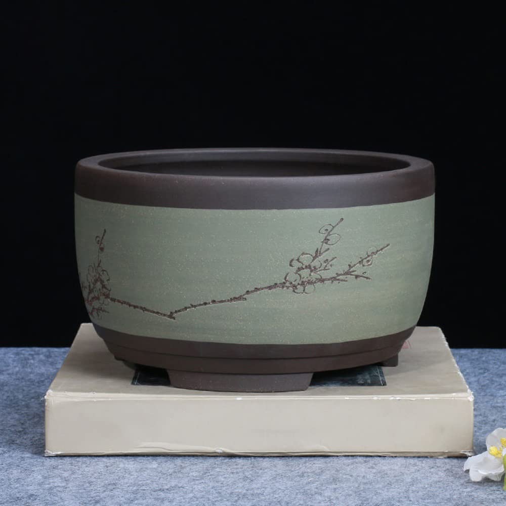 MNUvxzaewf Chinese Style Vintage Ceramic Plant Pots Extra-Large Caliber Round Bonsai Indoor And Outdoor Flower(21cm*25.5cm)