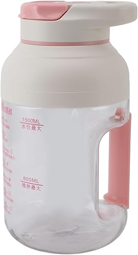 Licuadora portátil, pequeña licuadora con diseño de mango ergonómico, 1.5 L, inalámbrica, gran capacidad para picnic al aire libre (rosa)
