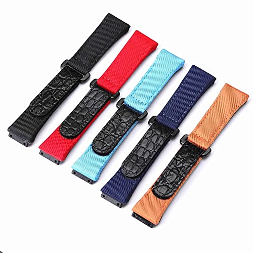 Bracelet de remplacement en toile de nylon tissée Bracelet de montre de rechange en cuir et toile de nylon multicolore for hommes, 25 mm