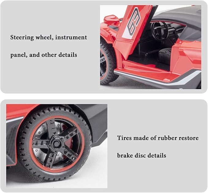Image of Exclusive Alloy Metal Pull Back Die-Cast Car Diecast Metal Pullback Toy Car with Openable 6 Doors,Light Music Boys Gifts Toys (1:32 Lambroghini SC18 Alston - Multicolor)