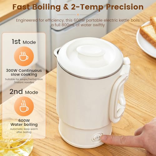 Hervidor eléctrico plegable portátil 800 mL beige miniatura 4