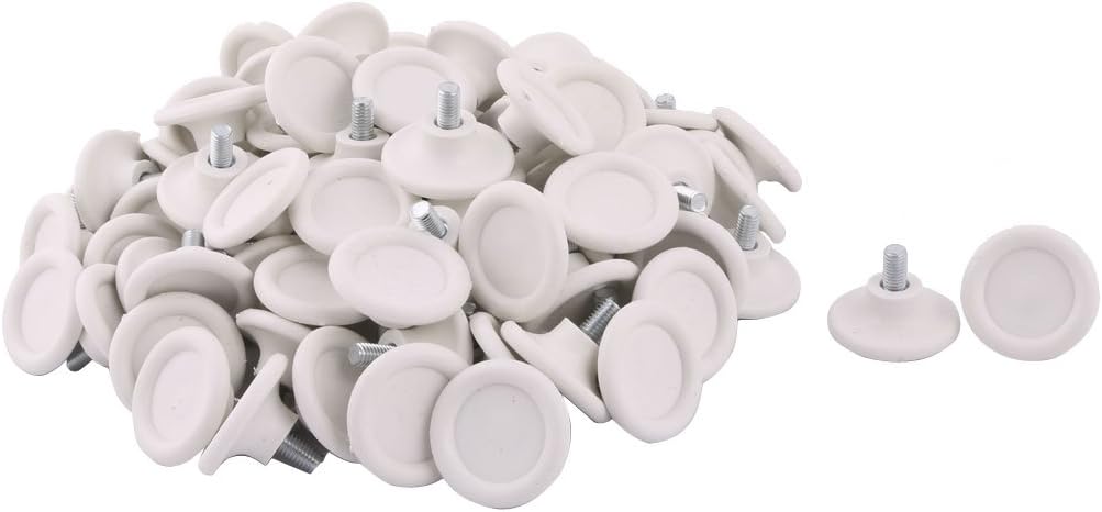 Plastic Base Office Adjustable Furniture Leveling Foot 45mm Dia 100pcs White Silver Tone (id: 589 c4d 7d0 8d3 562