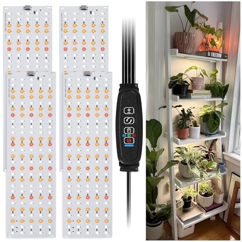 Lámpara LED de espectro completo para plantas, juego de 4 unidades, 540 ledes, lámpara de cultivo con temporizador de 3/9/12 h y 10 brillo, luz para plantas para flores, verduras, hidroponía y cultivo