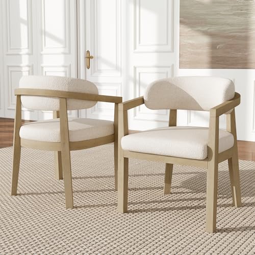 Crlnaup 2 sillas de comedor de madera maciza, cómodas y transpirables, adecuadas para comedor, sala de estar, cafés, estilo moderno, color natural