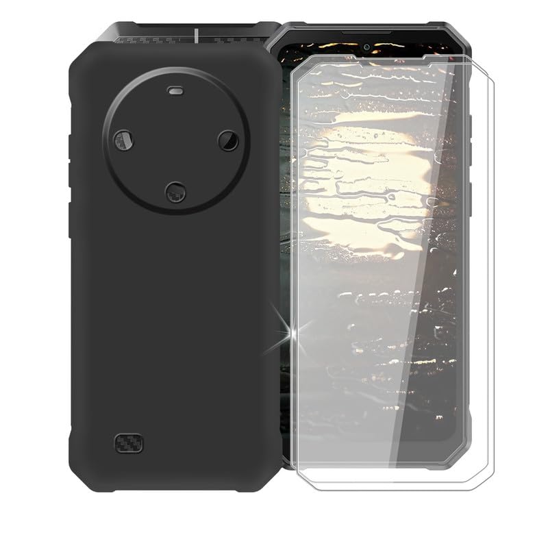 Coque pour Fossibot F105 silicone liquide noir avec verre trempé écran 6,7"