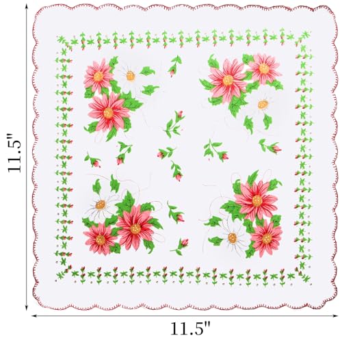 Image of Goaste 40 Pack Cotton Handkerchiefs, 11.5 inch Women Hankies with Vintage Floral Print, Ladies Tea Party Hanky with Wavy Edge, Pocket Square Towel for Gifting, Weddings, Home Decor