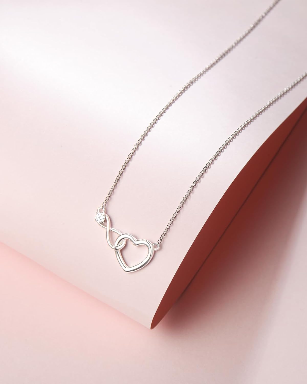 FANCIME 14K Real Solid Gold Infinity Love Heart Necklace with Moissanite Fine Jewelry Promiss Anniversary Birthday Gifts for Women Mom Daughter Her