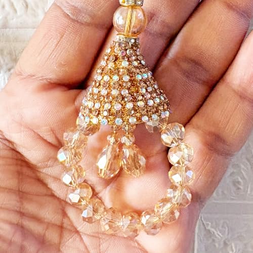 Image of Adikala Craft Store Handmade Ethnic Latkan Tassel Set of 2 for Saree Pallu, Blouse, Suits, Dupatta, Lehenga Decor (Golden D5)