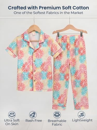 Image of POLKA TOTS 100% Pure Cotton Half Sleeve Night Suit for Kids, Girls & Boys | Cotton Pyjama Set | Unisex Night Dress for Children | Night Suit for Girls |Sleepwear for Kids | Winter Night Dress for Boys