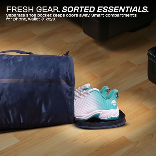 Image of Nivia Solo Gym Bag for Men & Women, Ventilated Shoe Compartment, Internal Utility Pocket, Side Mesh Pocket, Convertible Carry System, Ideal for Fitness, Sports, Travel, Workout & Training (Blue), 25L