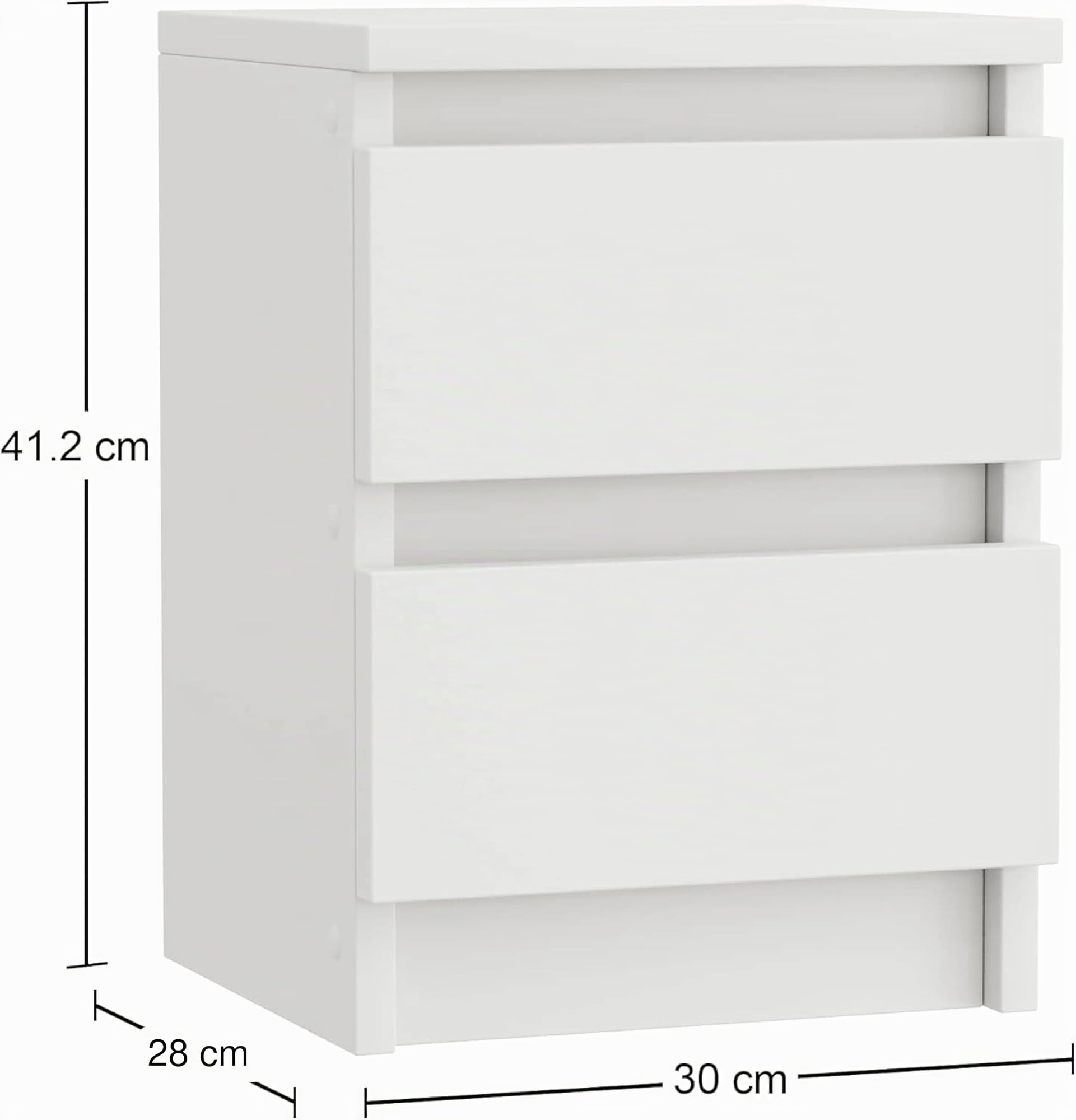Mesitas de Noche Pack de 2 con 2 Cajones, Blanco | Mesillas de Noche con 2 cajones, Mesitas de Noche Dormitorio