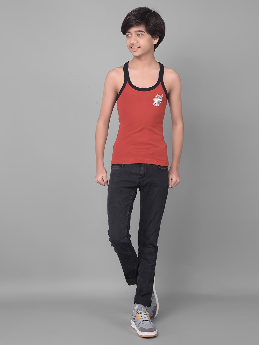 Dollar Bigboss Kid's Assorted Pack of 3 Solid Combed Cotton Racerback Styled Gym Vest (8909141186999_MBKB-04-BB04-PO3-CO2_60) 3