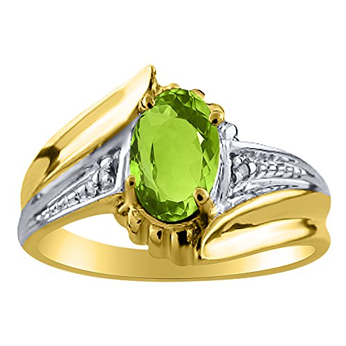 Bague Péridot et Diamant pour femme en argent plaqué or jaune chic