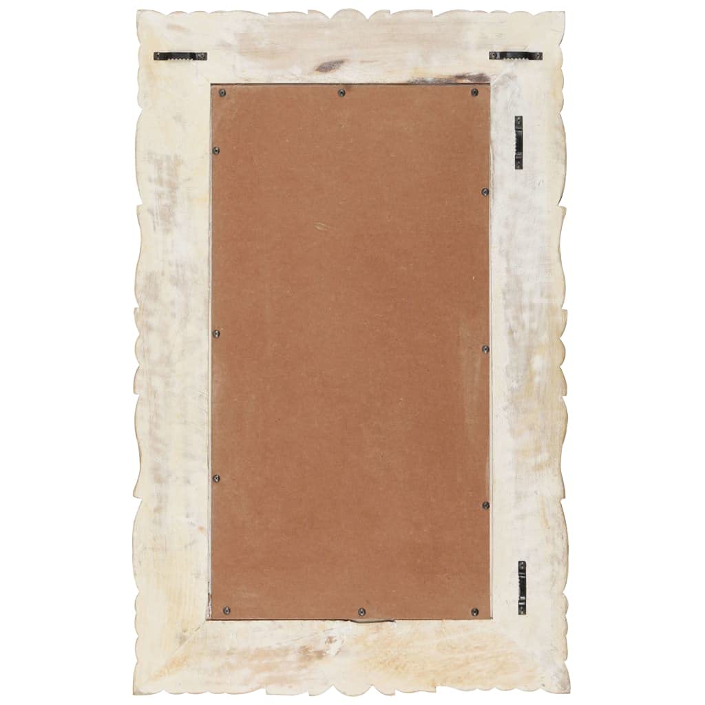 Genérico Espejo de Madera Maciza de Mango Blanco 80x50 cm,Casa y jardín,Decoración,Espejos,321633