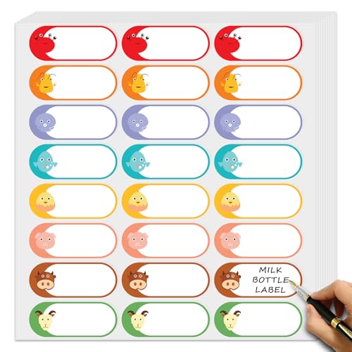 528 Pcs 1 x 2.5 Inch Baby Milk Bottle Labels Writeable, Removable Freezer Labels, 528 Food Stickers Cartoon Waterproof, Residue-Free Food Storage...