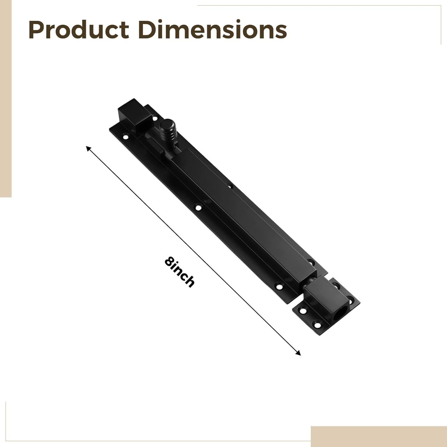 2 Pieces 8 Inch / 22.6 Cm Slide Bolt Locks for Doors, Stainless Steel Latch, Simple Installation, Theft-Resistant Security for Sliding Doors, Windows, and Bathrooms