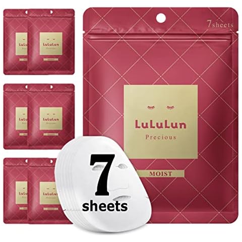 Lululun 7pc Facial Sheet Mask, Hydrating Face Mask Sheet & Moisturizing Face Mask Pack Set for Beauty Skincare, PRECIOUS RED Cover