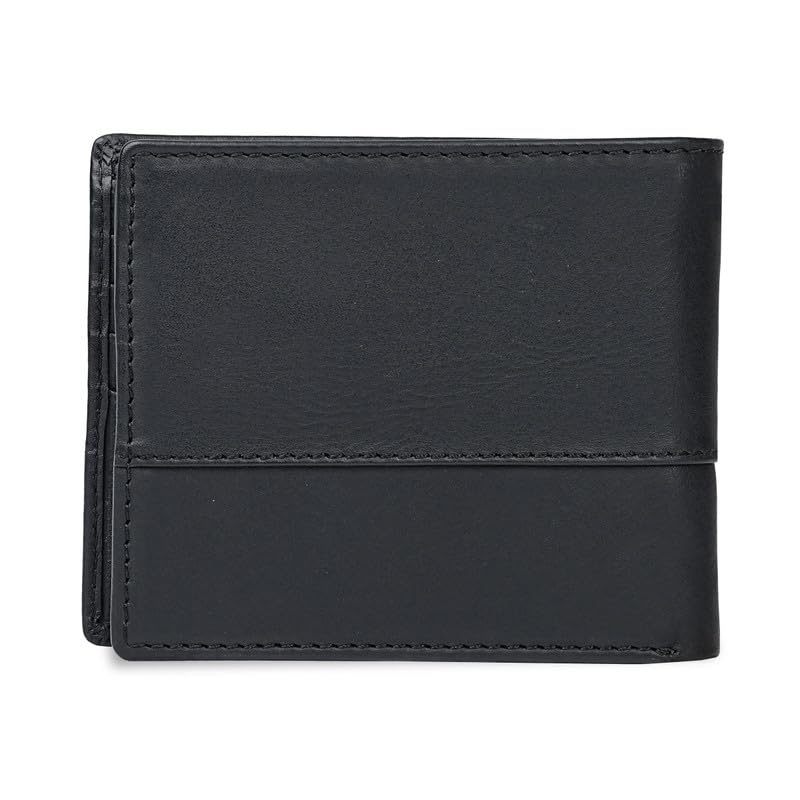 Image of Tommy Hilfiger Men's Genuine Leather Global Coin Wallet Eupen - Black | Slim Bifold with Secure Coin Pouch, 2 Compartments 4 Card Slots | Stylish Purse of Gents