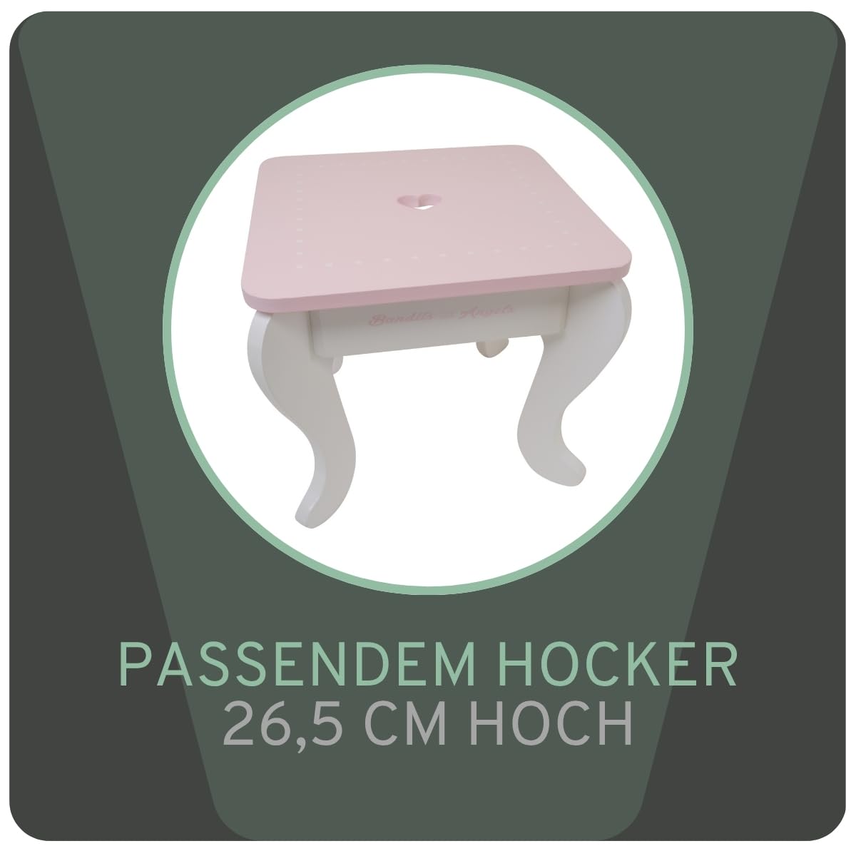 Bandits & Angels Kinderschminktisch Julia Weiß Rosa mit Spiegel für Mädchen ab 3 Jahren - Schminktisch aus Holz - Schminktisch inklusive Hocker - Für Kinder
