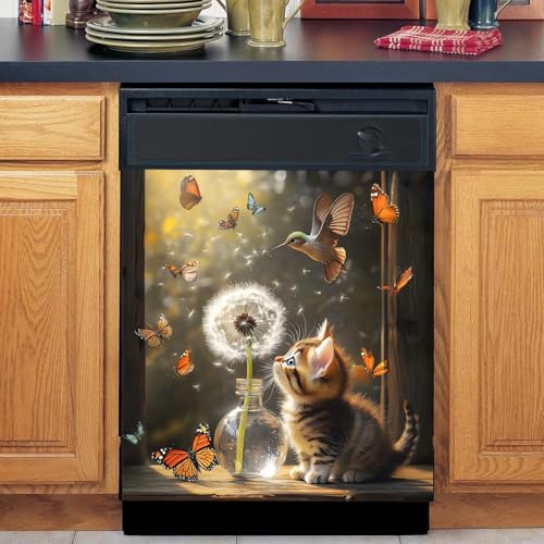 Image of BVBOX Dishwasher Magnet Cover 23 inchx26 inch, Reusable Magnetic Refrigerator Covers, Decorative Magnets Cover Fridge Door Skin Panel Stickers for Home Kitchen Appliance