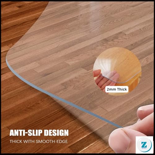 Image of 2mm Thick PVC Chair Mat for Hardwood /Tile /Laminate /Concrete Flooring | Prevents Scratches, Ensures Smooth Rolling & Non-Slip | Customizable Sizes (Translucent)