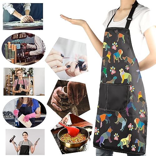 ENSIANTH Dog Grooming Apron Dog Cooking Kitchen Apron Dog Lover Gift for Groomer Waterproof Apron Colorful Dog Apron with Pocket (dog apron) - Image 4