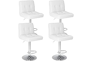 Sweetcrispy Adjustable Swivel Barstools Set of 4, Chic White Counter Stool
