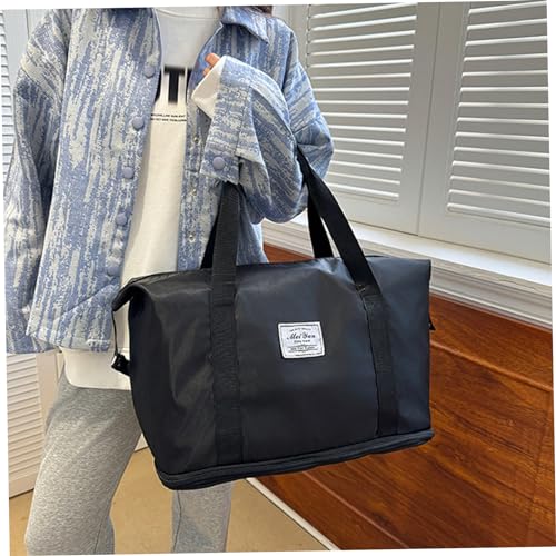 Travel Tote Bags for Women Hand Luggage Bag Foldable Duffle Bag Waterproof Weekender Bag Wet Dry Seperated Pocket Gym Bag Large Capacity Overnight Bag for Travel Work Black3