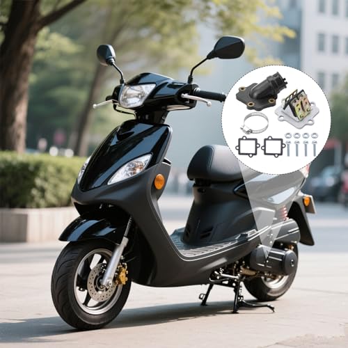 WYYFXY® Membranblock Ansaugstutzen Set Membranblock Dichtung Vergaser Membran Ansaugkrümmer Ersatz mit Befestigungsmutter Schlauchschellen für Yamaha Aerox Polaris Aprilia Agm Cpi Mbk Sachs