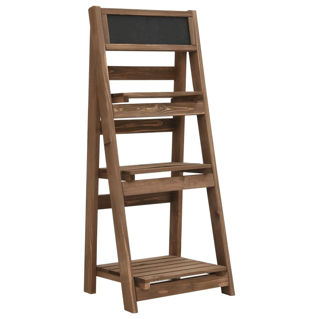Supporto per fiori a 3 livelli, 40 x 30 x 90 cm, in legno di abete massiccio | Scaffale per piante con 3 ripiani, lavagna per appunti, senza montaggio, per interni