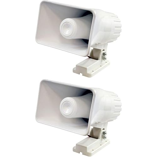 Pyle PHSP4 6" 50W Indoor/Outdoor Waterproof Home PA Horn Speaker, White, 2 Pack with Mounting Bracket and Hardware