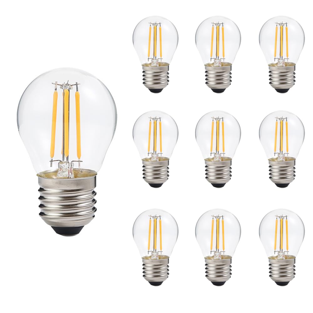 Paquete de 10 Bombillas LED Retro E27, Bombilla LED Transparente G45 de Alto Brillo y Ahorro de energía de 8 W, Blanco cálido 2700 K, 800 LM para iluminación Interior y Exterior, no Regulable