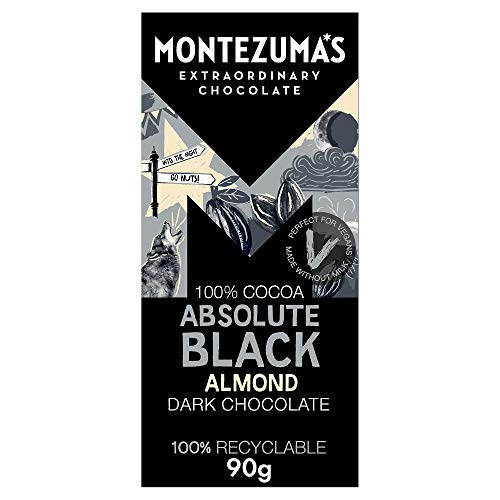 Montezuma's Absolute Black Chocolate With Almonds 90g (Pack of 6)
