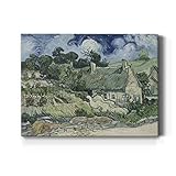 Renditions Gallery Thatched Cottages at Cordeville by Vincent Van Gogh Printed, Famous Painting Reproduction, Premium Gallery Wrapped Canvas, Ready to Hang, 16 in H x 20 in W, Made in America