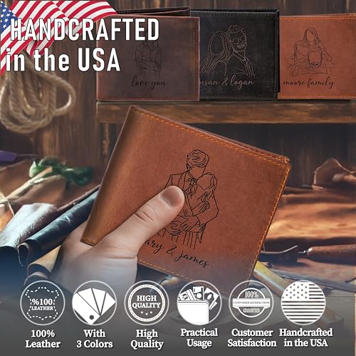 Personalized Photo Wallet for Men, Custom Engraved Leather Wallets, Customized Gifts for Anniversary, Him, Dad, Boyfriend, Husband, Son, Groom, Christmas, Birthday, Fathers Day4
