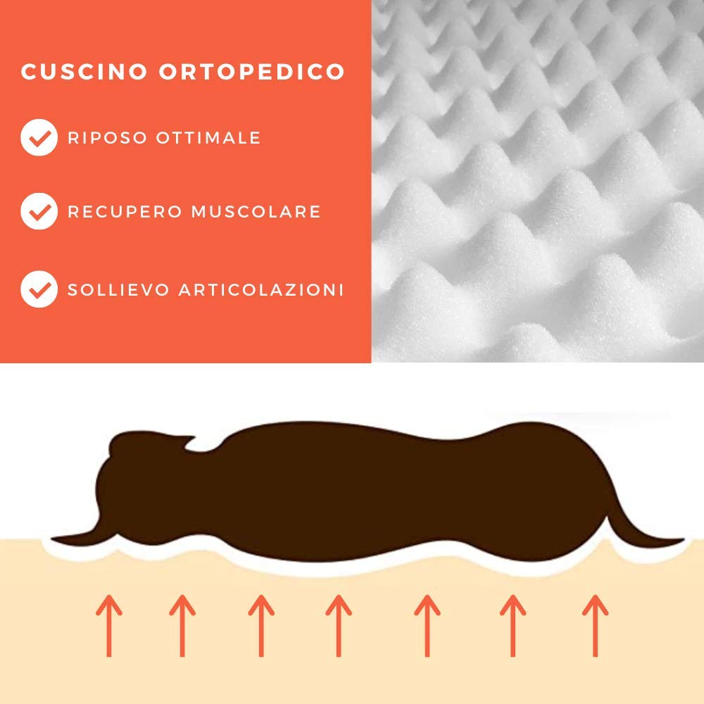 TECNOCUCI Cojín ortopédico para Perros – Jump, diseñado para el Descanso de tu Perro – Desenfundable y fácilmente Lavable – Tejido Impermeable – Fabricado en Italia