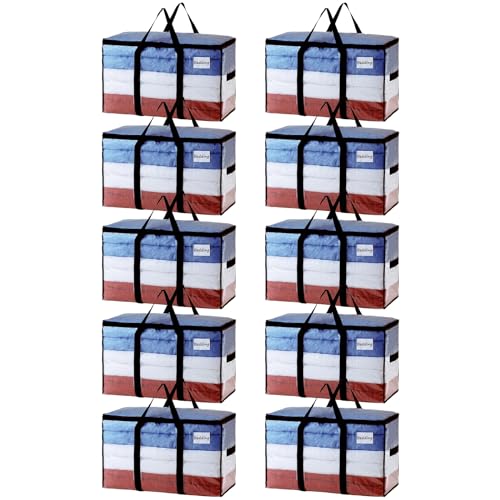 Image of TAILI Extra Large Moving Bags, 10 Pack Clear Heavy Duty Totes For Storage with Visible Window, Wrap Around Handles, Storage Bags for Space Saving, Alternative to Moving Boxes