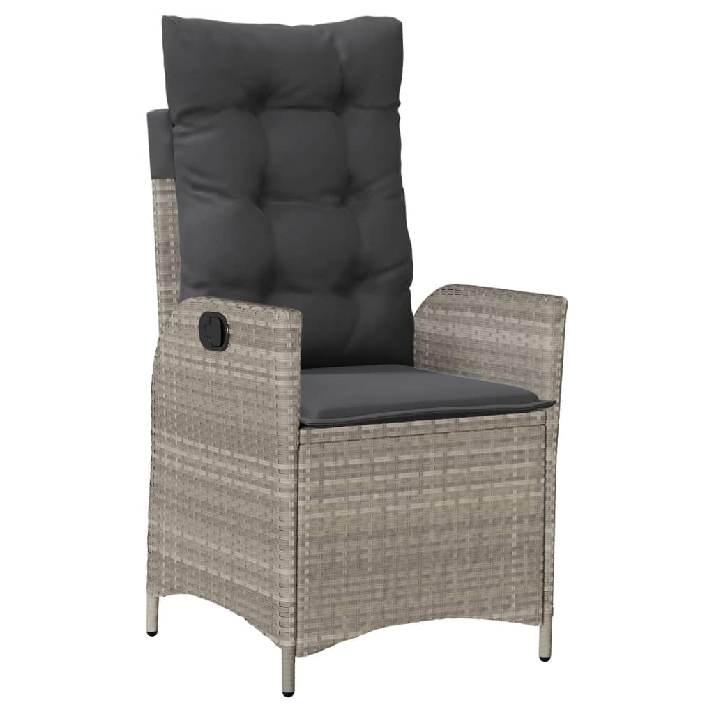 Set da pranzo da giardino, 7 pezzi, grigio chiaro, polyrattan, sedie regolabili, tavolo da 200 x 100 cm, zona pranzo all'aperto con cuscino, resistente ai raggi UV, facile da pulire