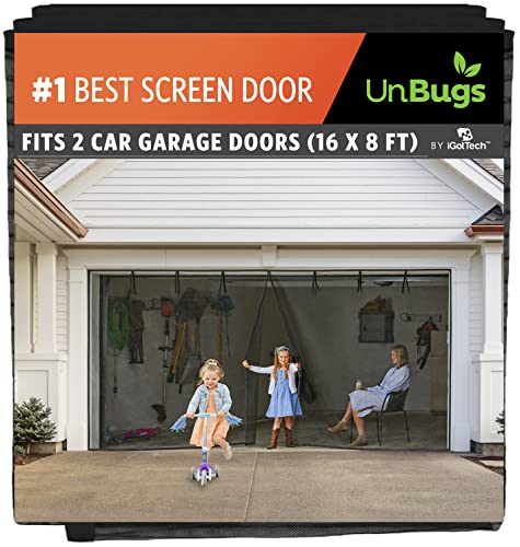 UnBugs Garage Screen Doors for 2 Car Garage w/Magnet Closure (196 x 98)