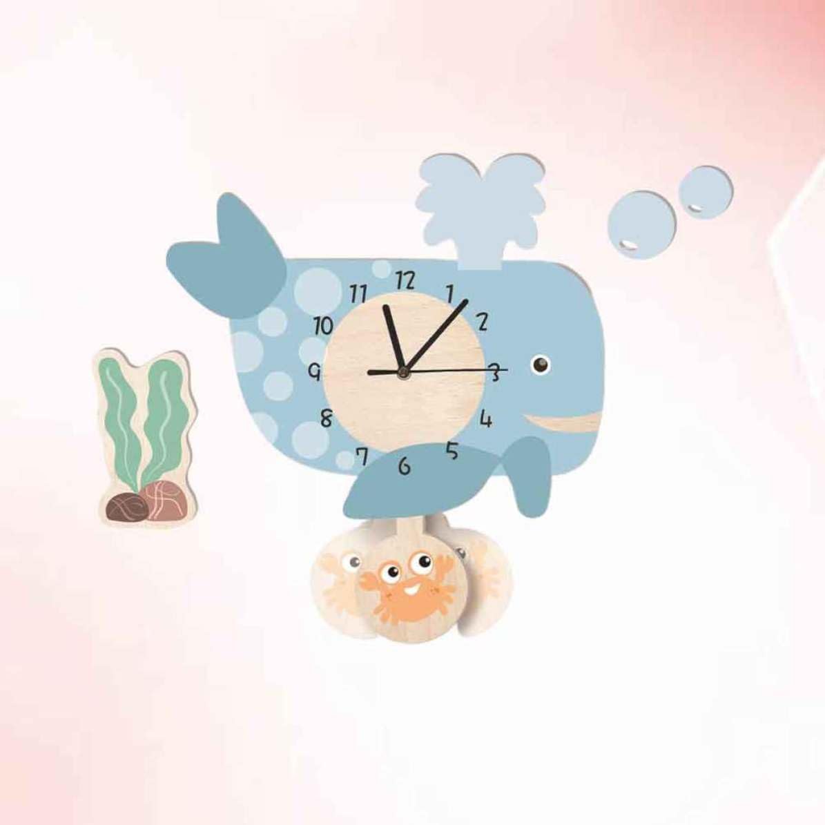 BESTOYARD Orologio da Parete Visualizzazione Precisa in Pvc Stile Cartone Animato Balena e Facile da Appendere per Soggiorno e Ufficio Soggiorno Ufficio
