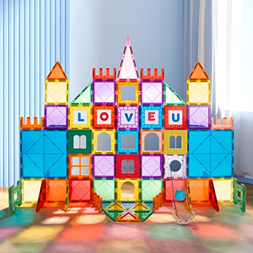 Maghub Magnetic Tiles 85 Pcs Magnetic Blocks For Kids, 3D Magnetic Building Blocks, Magnetic Stacking Toys Construction Kit,Stem Toys Gift For Toddlers Children Boys Girls Ages 3 4 5 6 7 8+ Year Old #TOP3