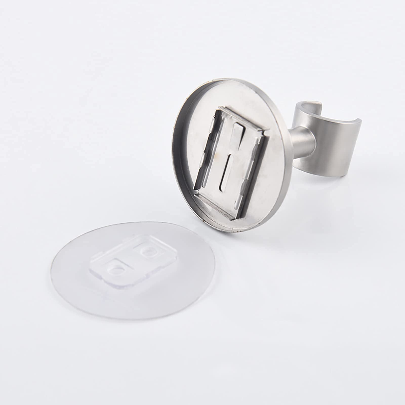 AKAZI Gebürsteter Duschkopfhalter Edelstahl-freier Handbrausehalter 360 ° drehbarer Duschhalterhalter Wandmontierter runder Duschhalter